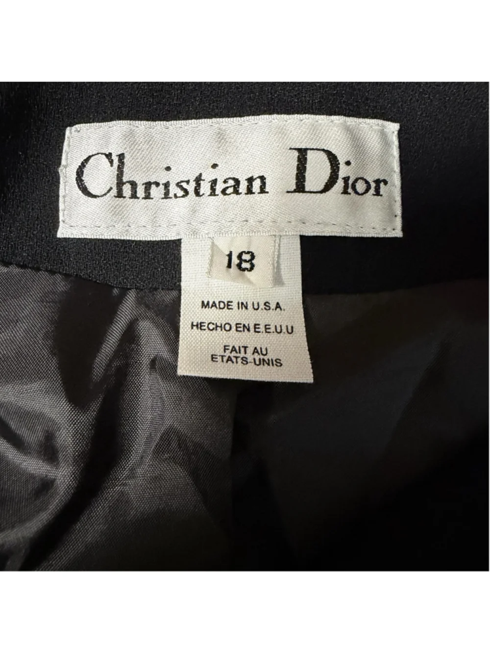 Christian Dior VTG Womens Black Asymmetrical Button Blazer Academia 18 Career